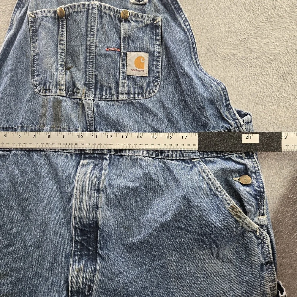 Carhartt Men Overalls 44X28 Blue Denim R07-DST Work Carpenter Y2K READ